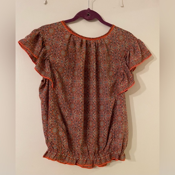 Max Studio Bubble Hem Salmon/Orange Blouse Sz XL - Picture 2 of 4